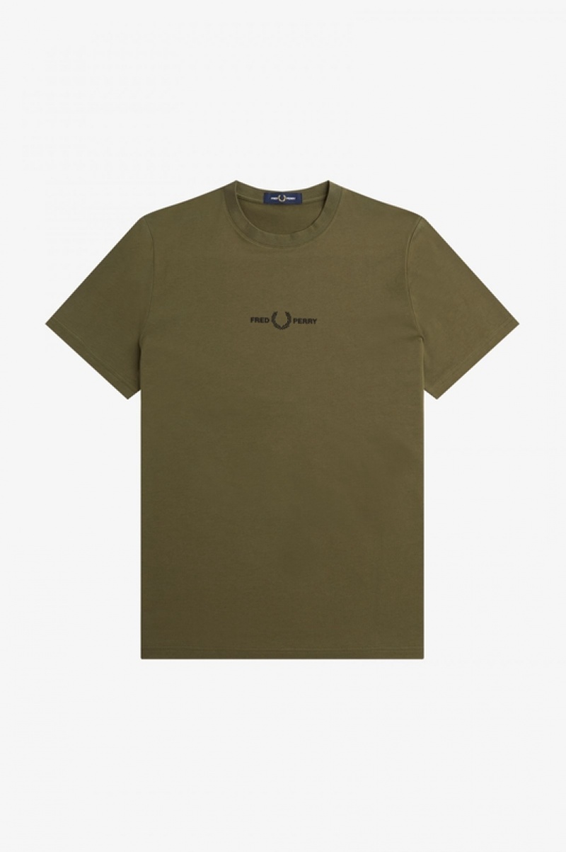 Fred Perry Embroidered Men's T Shirts Green | PZR-859764