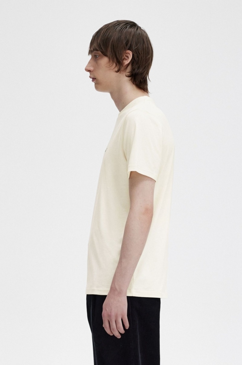 Fred Perry Embroidered Men's T Shirts White | CHM-134960