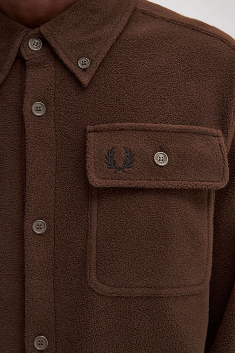 Fred Perry Fleece Men's Jackets Brown | AGV-361825