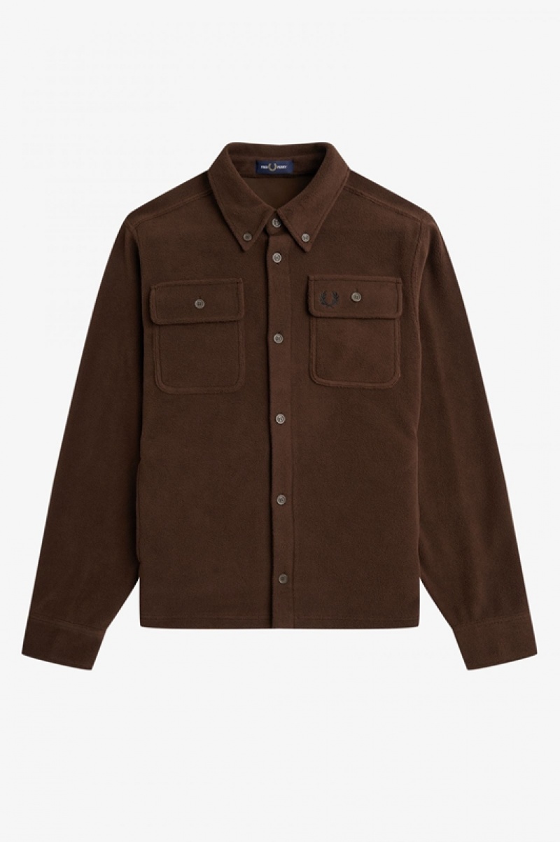 Fred Perry Fleece Men's Shirts Brown | GCT-507286