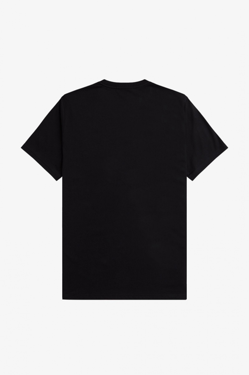 Fred Perry Flocked Laurel Wreath Men's T Shirts Black | ZGR-629137