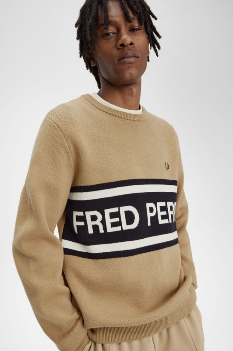 Fred Perry Fred Perry Graphic Men's Sweaters Grey | WYL-453972