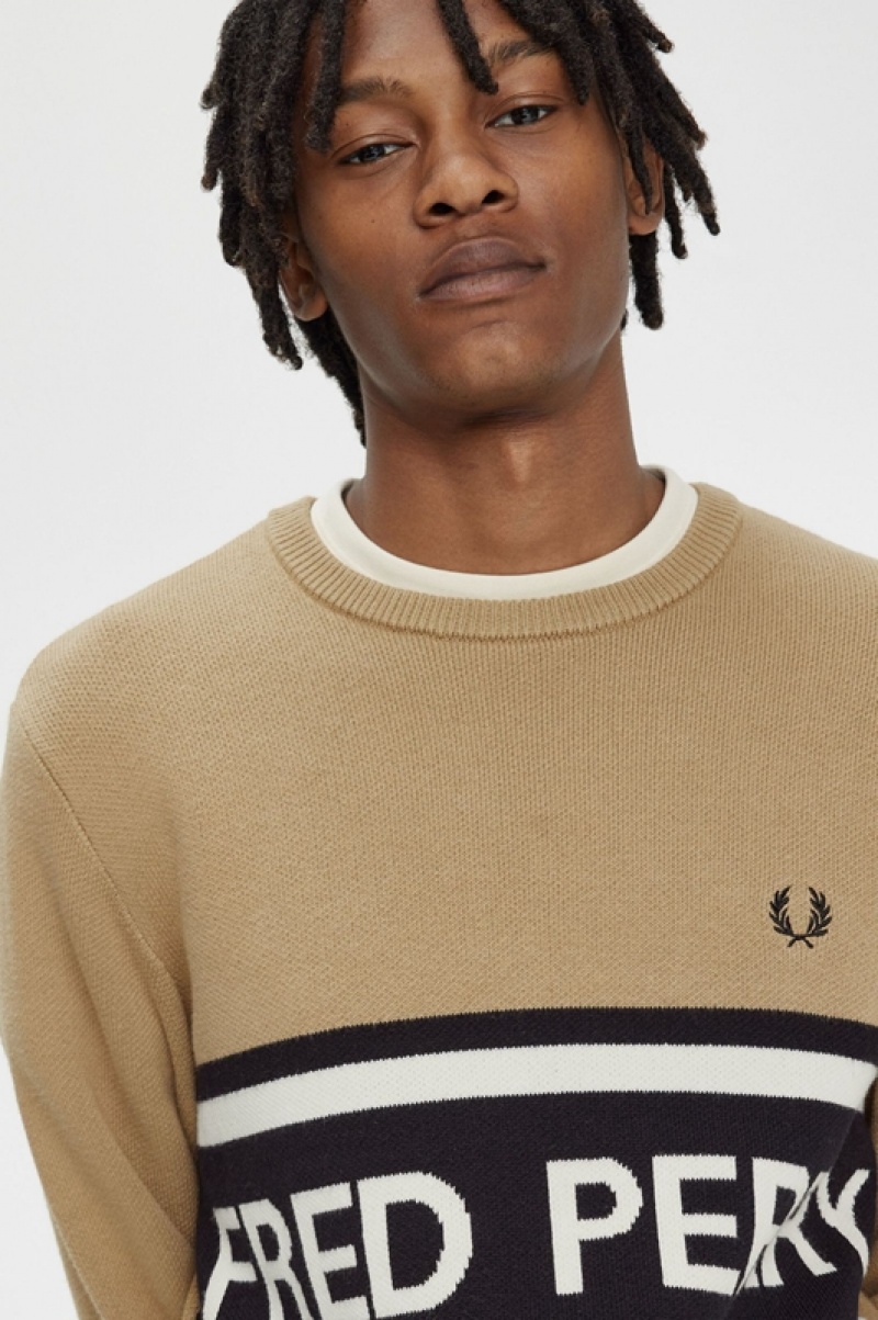 Fred Perry Fred Perry Graphic Men's Sweaters Grey | WYL-453972