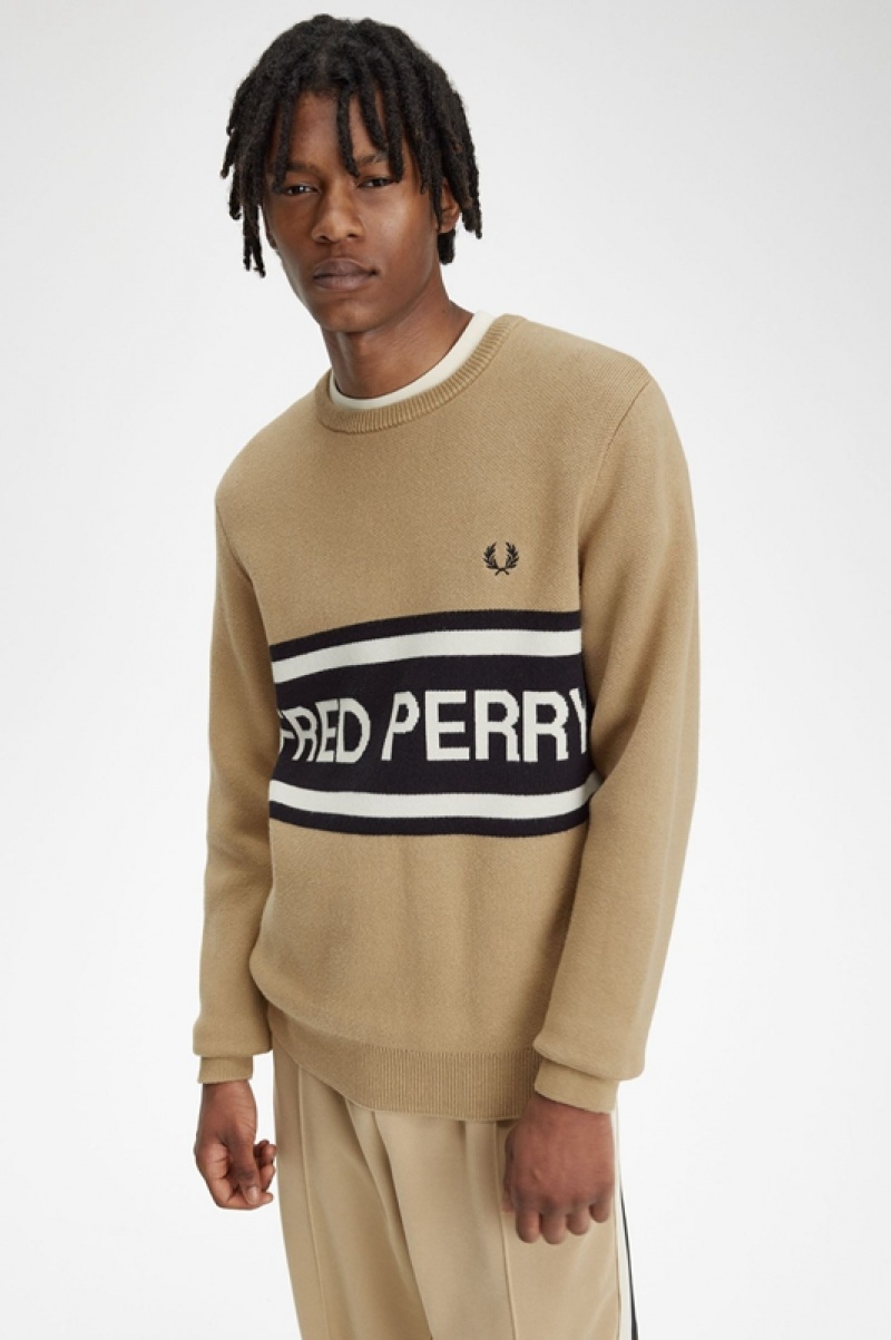 Fred Perry Fred Perry Graphic Men's Sweaters Grey | WYL-453972