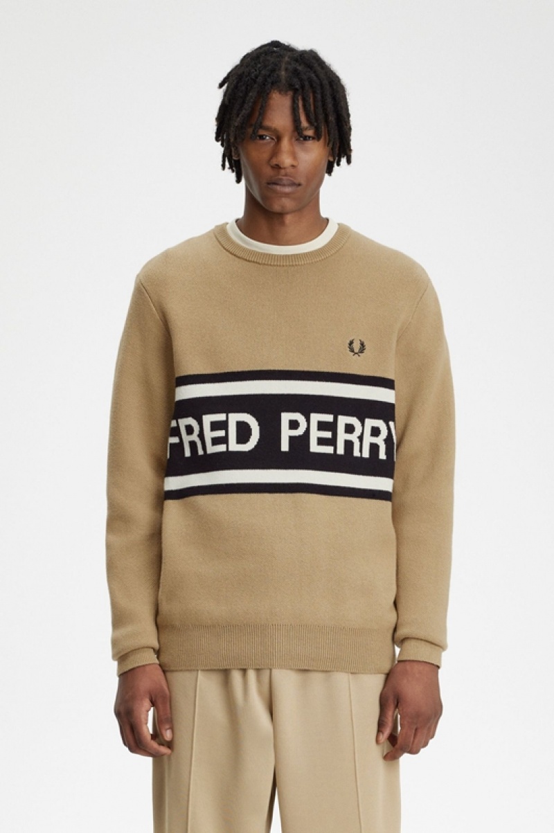 Fred Perry Fred Perry Graphic Men\'s Sweaters Grey | WYL-453972