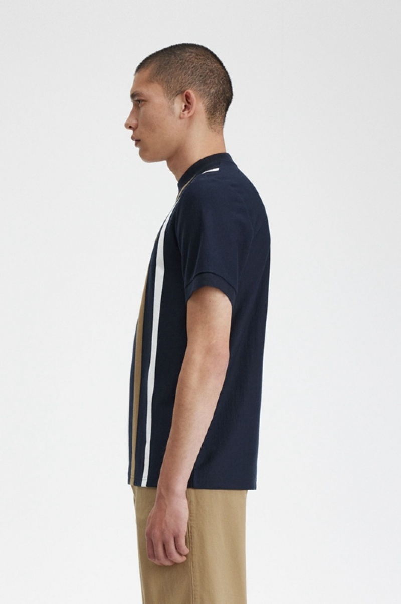 Fred Perry Gradient Stripe Men's T Shirts Navy | NQR-681390