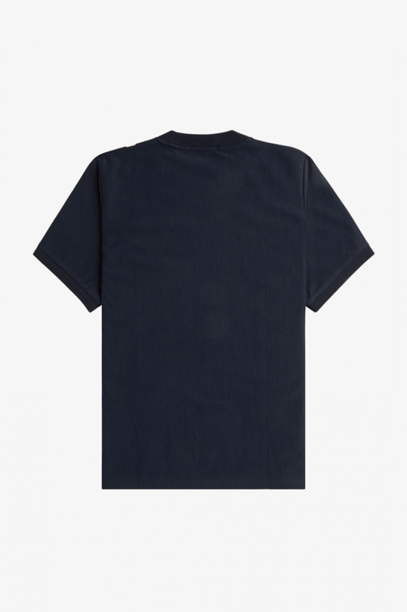 Fred Perry Gradient Stripe Men's T Shirts Navy | NQR-681390