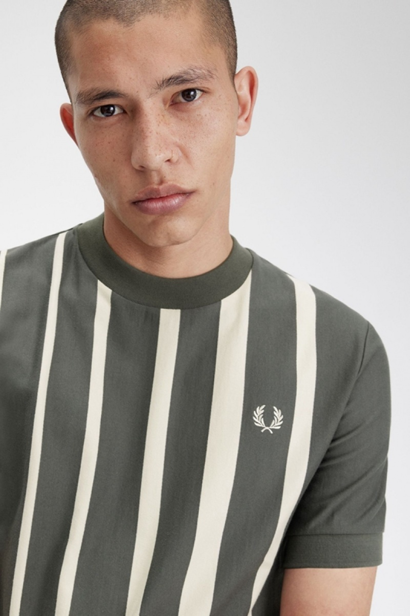 Fred Perry Gradient Stripe Men's T Shirts Green | STA-802593