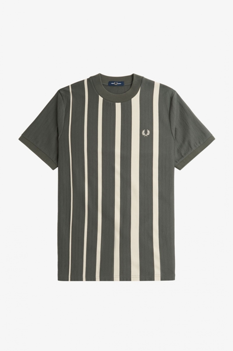 Fred Perry Gradient Stripe Men's T Shirts Green | STA-802593