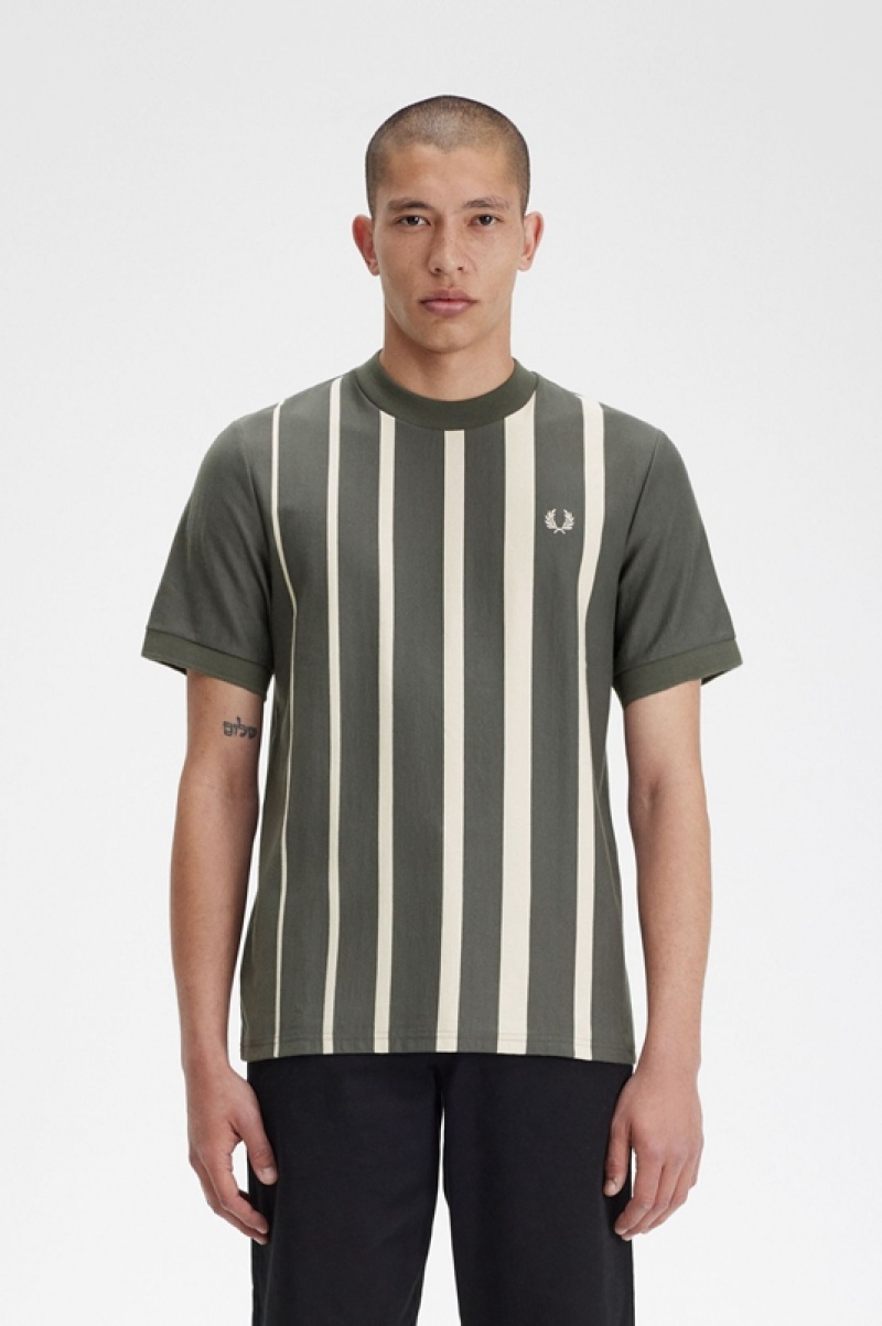 Fred Perry Gradient Stripe Men\'s T Shirts Green | STA-802593