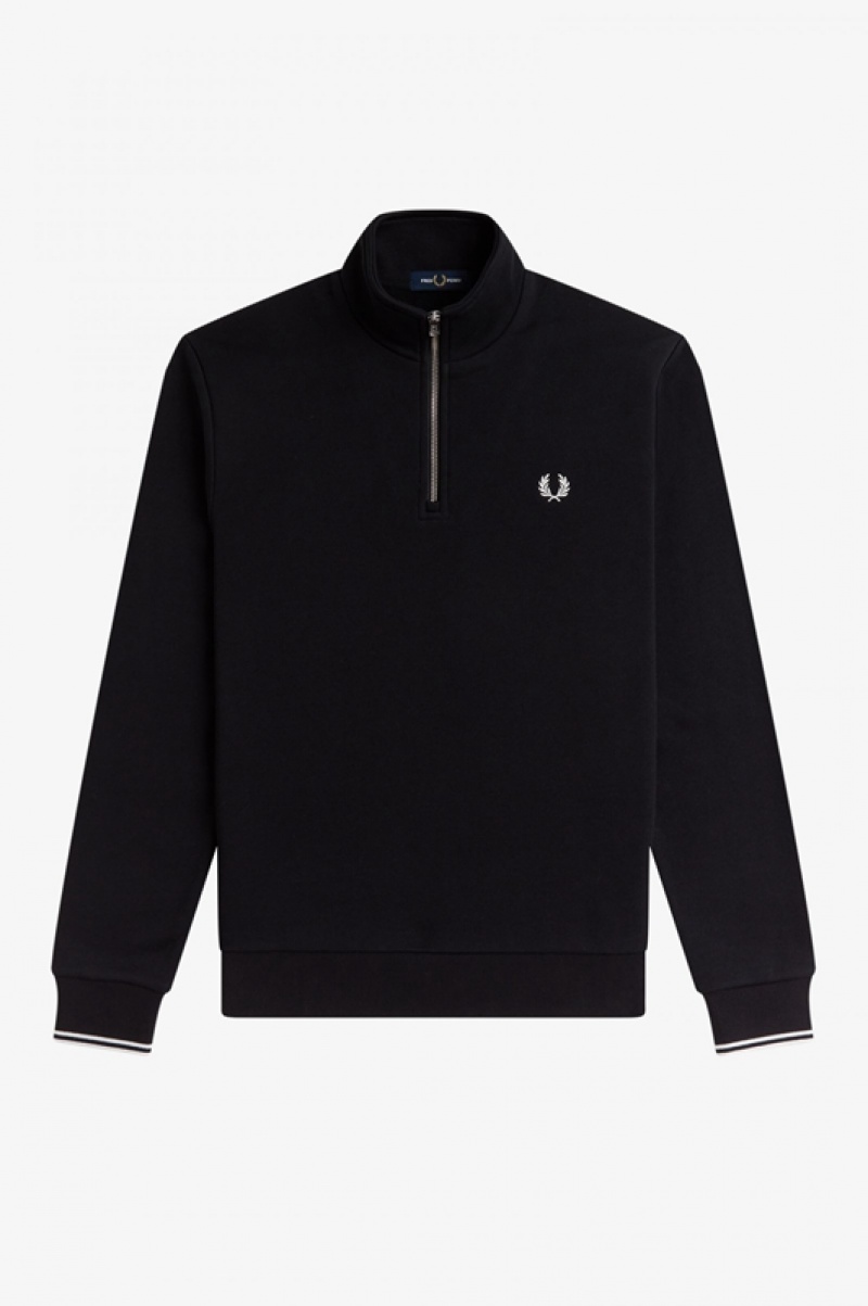 Fred Perry Half Zip Men's Pants Black | WUT-570126