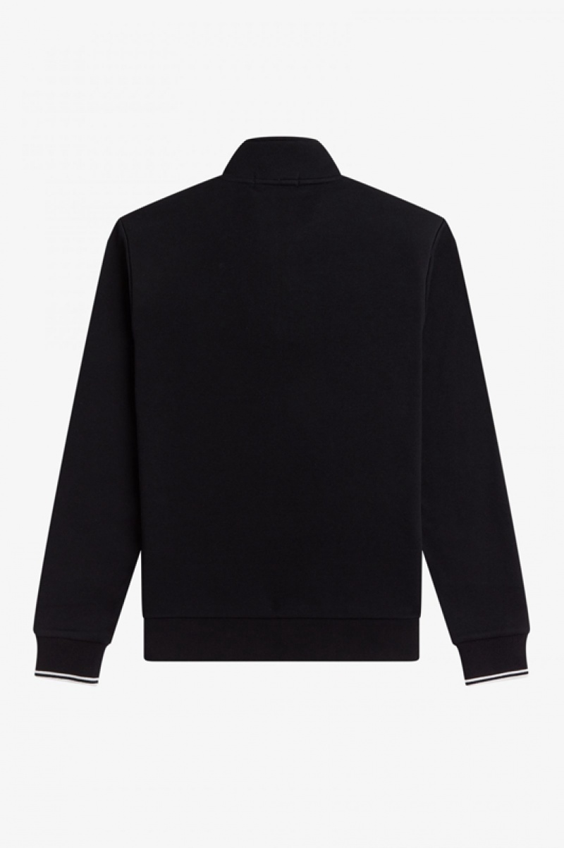 Fred Perry Half Zip Men's Sweatshirts Black | ZYP-943168