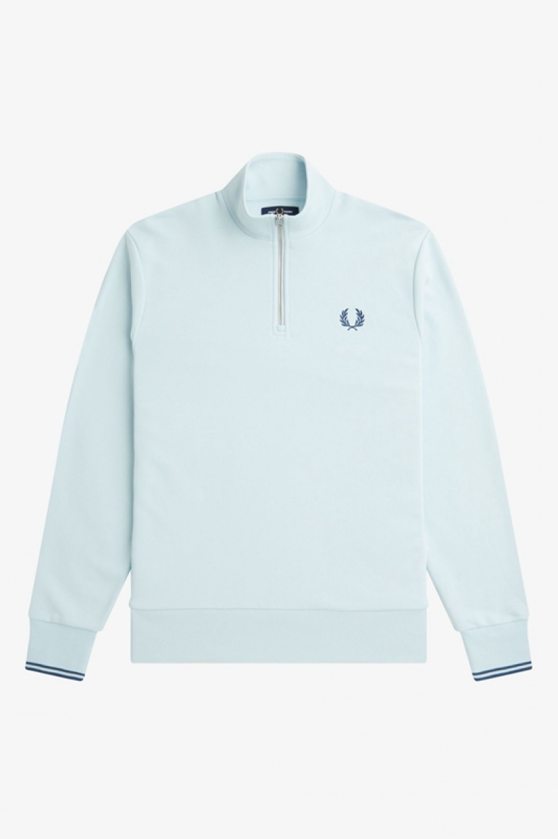 Fred Perry Half Zip Men's Sweatshirts Blue | LIG-652731