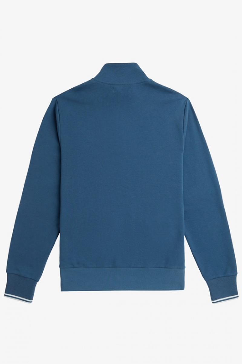 Fred Perry Half Zip Men's Sweatshirts Blue | BHM-968714