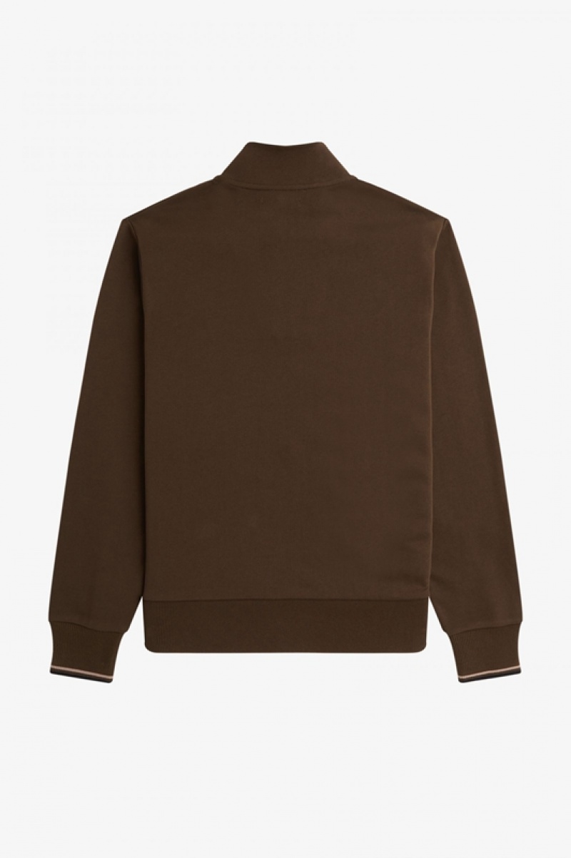 Fred Perry Half Zip Men's Sweatshirts Brown | VBN-120734