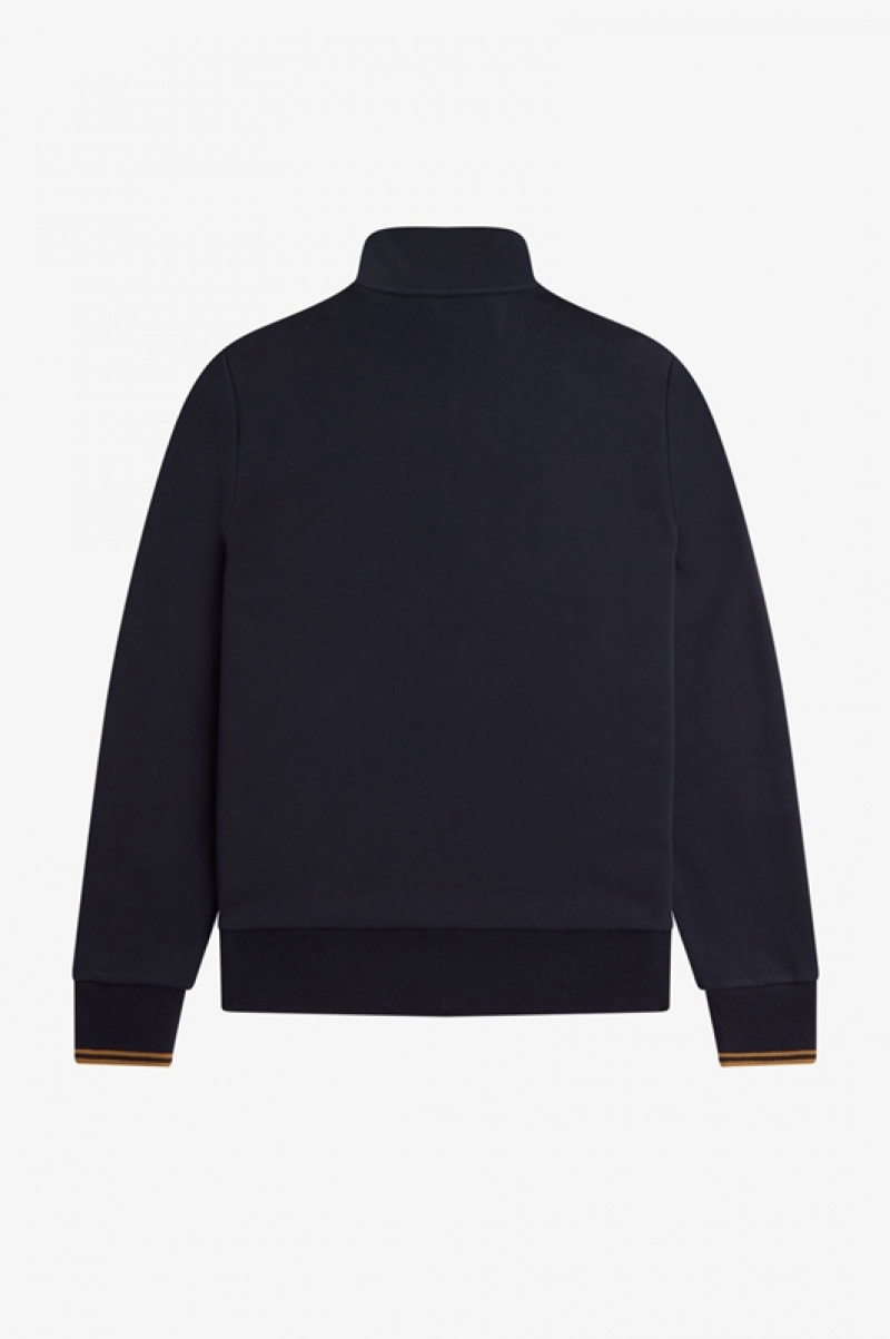 Fred Perry Half Zip Men's Sweatshirts Navy | RKH-580426