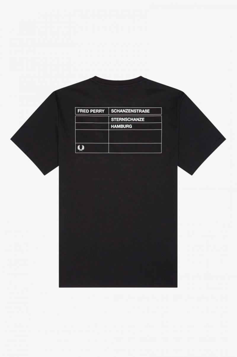 Fred Perry Hamburg Ringer Men's T Shirts Black | YZV-287914