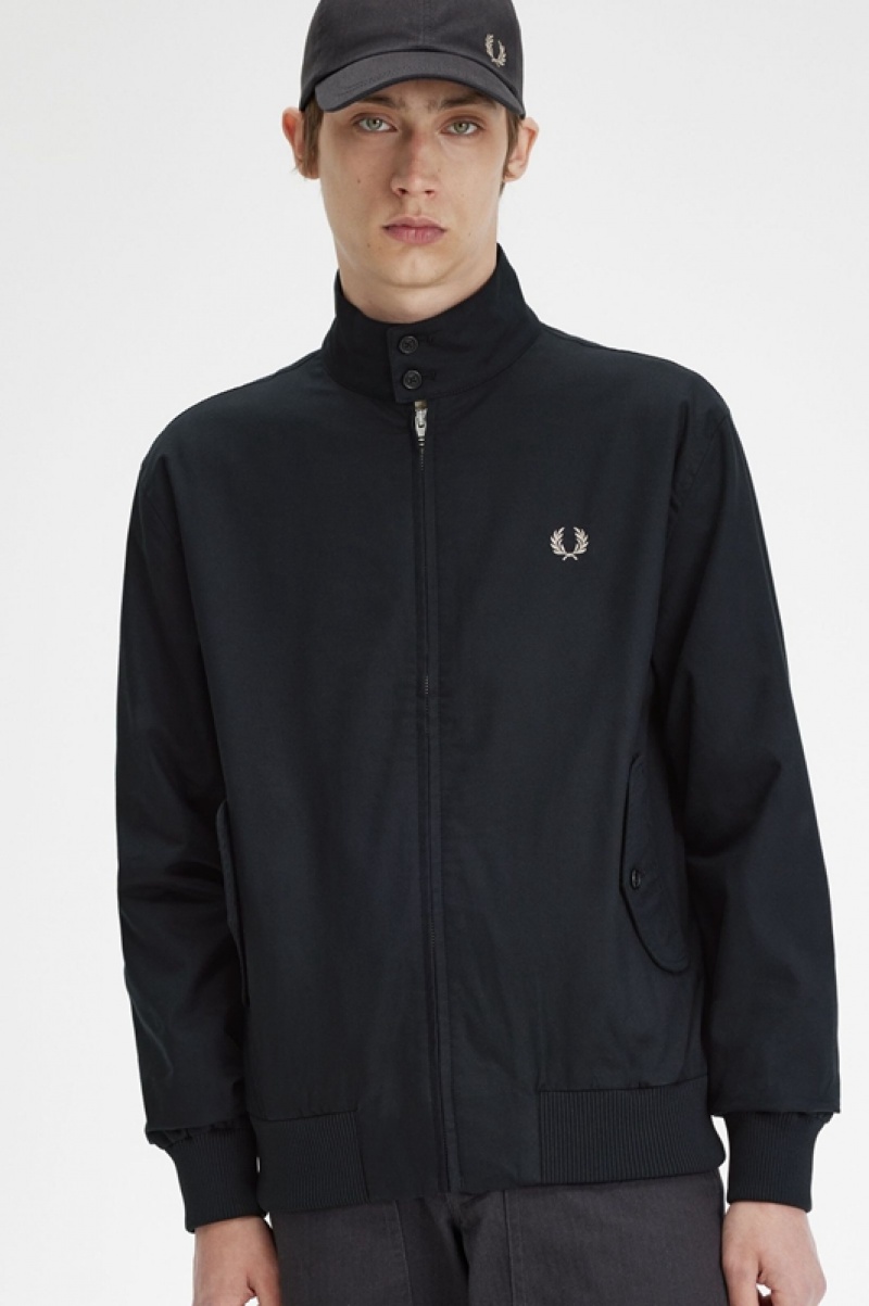 Fred Perry Harrington Men's Jackets Black | QLM-179532