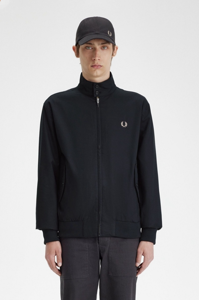 Fred Perry Harrington Men\'s Jackets Black | QLM-179532