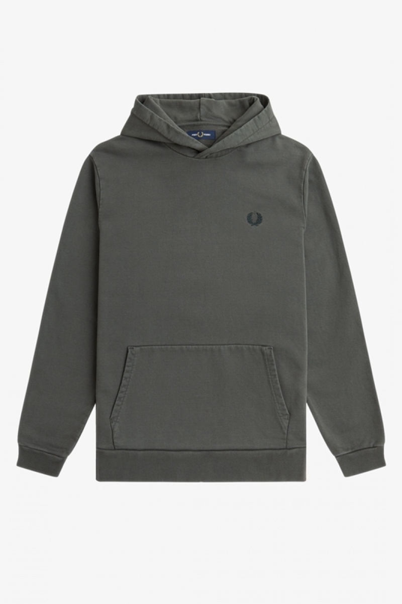 Fred Perry Heavyweight Hooded Men's Sweatshirts Green | ASB-851364