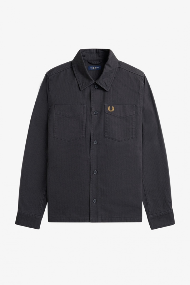 Fred Perry Herringbone Men's Jackets Grey | UXK-798536