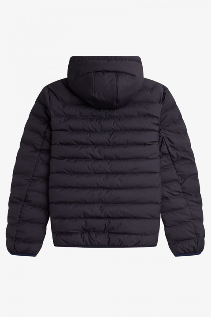 Fred Perry Hooded Insulated Men's Jackets Navy | RHS-872501