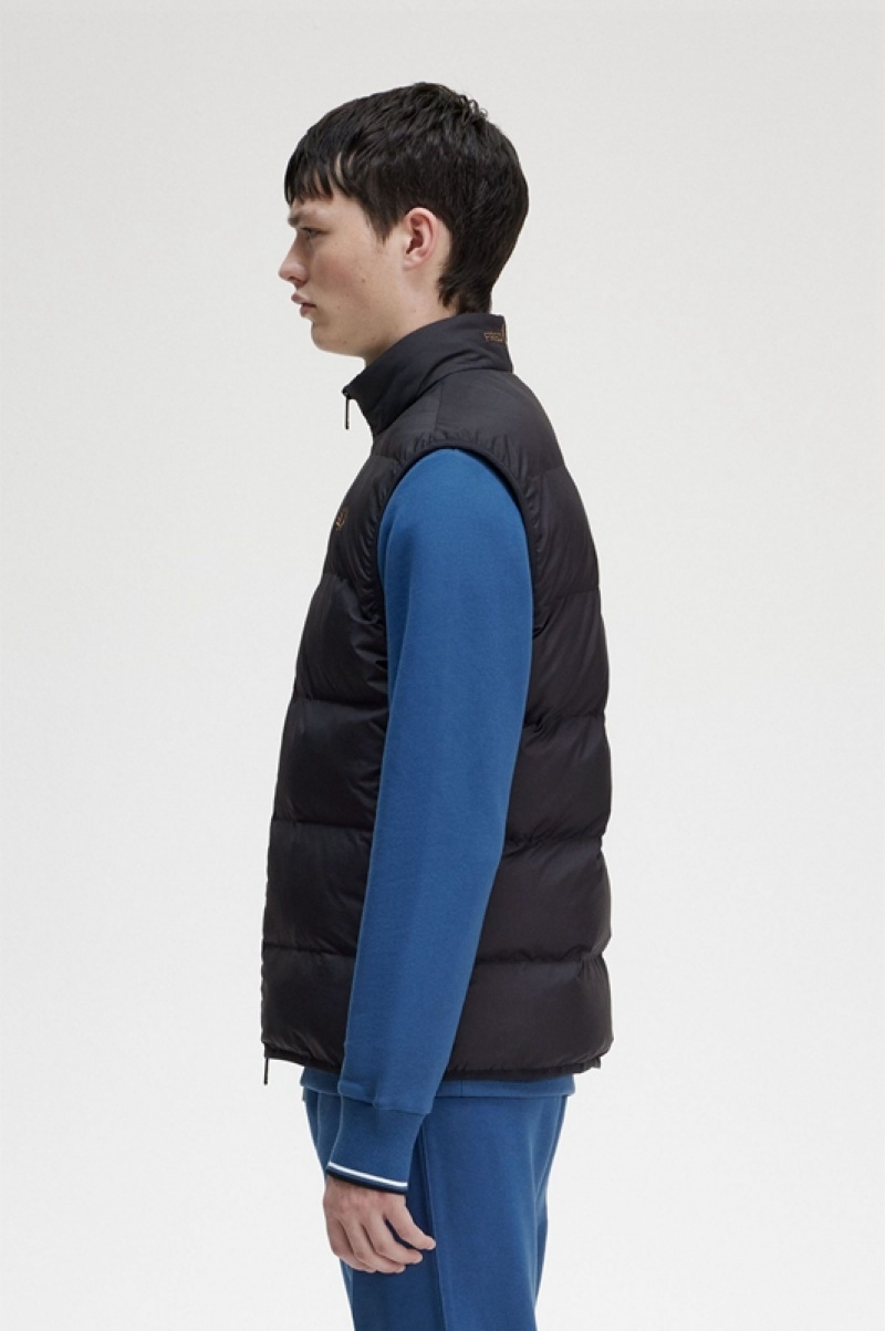 Fred Perry Insulated Gilet Men's Jackets Black | XUC-690581