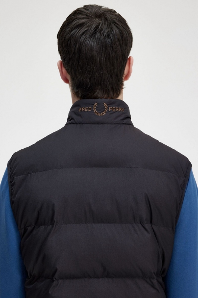 Fred Perry Insulated Gilet Men's Jackets Black | XUC-690581