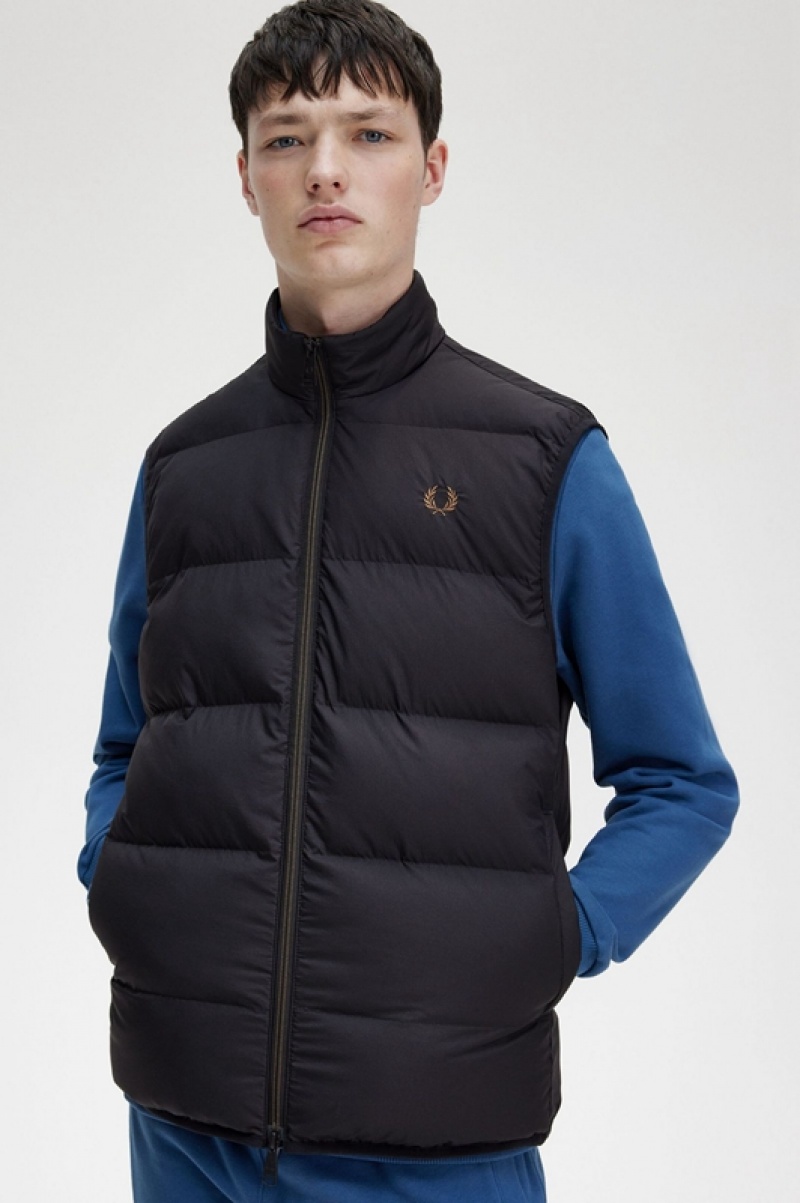 Fred Perry Insulated Gilet Men's Jackets Black | XUC-690581