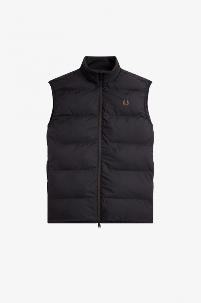 Fred Perry Insulated Gilet Men's Jackets Black | XUC-690581