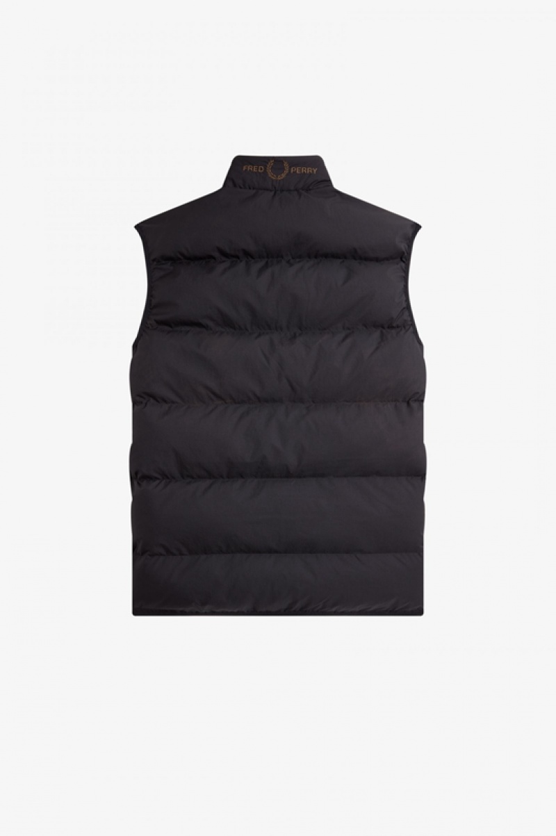 Fred Perry Insulated Gilet Men's Jackets Black | XUC-690581