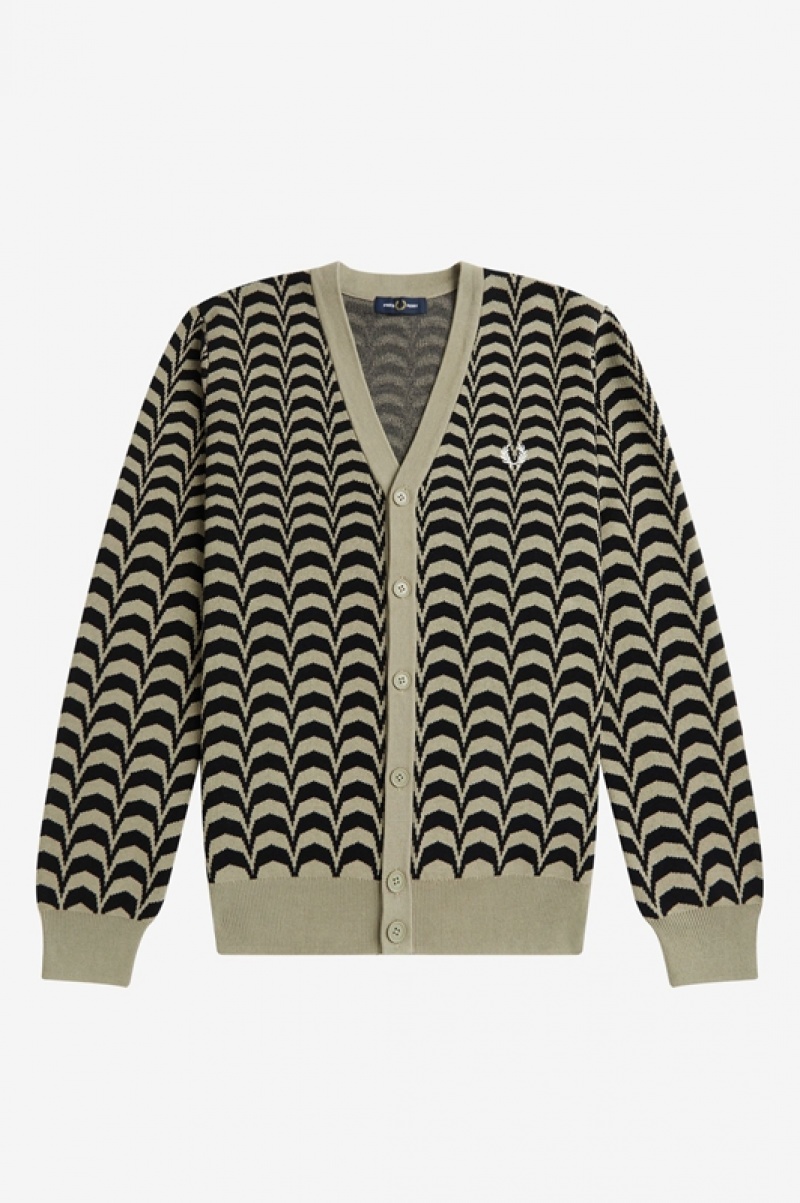 Fred Perry Jacquard Men's Cardigan Grey | UYK-473625