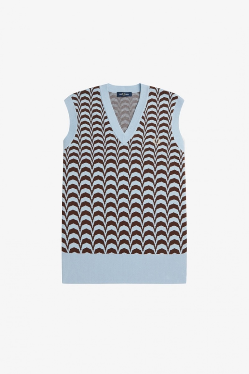 Fred Perry Jacquard Men's Tanks Brown | GOH-135240