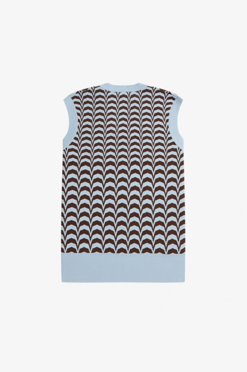 Fred Perry Jacquard Men's Tanks Brown | GOH-135240