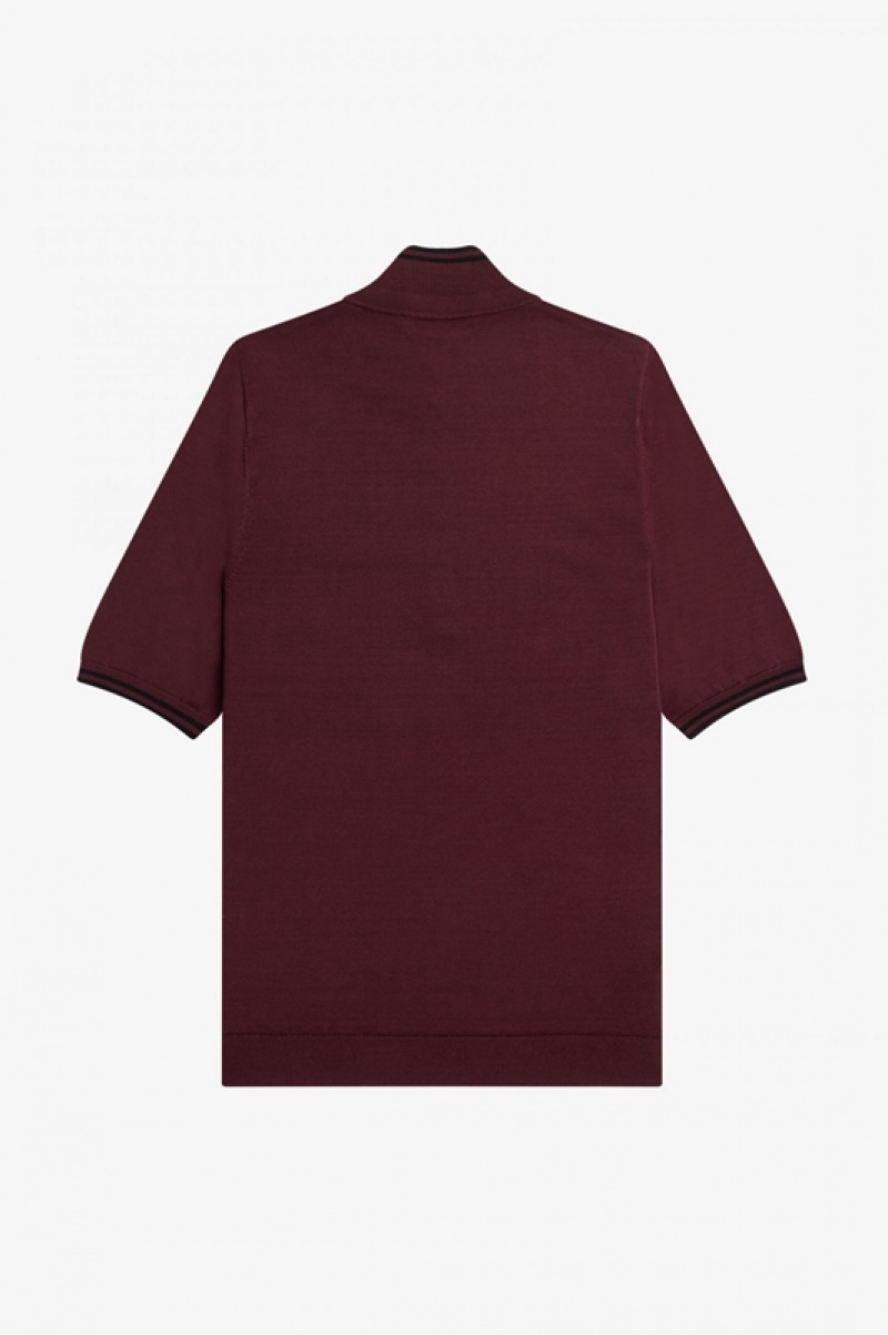 Fred Perry Knitted Women's Shirts Burgundy | KTS-724980