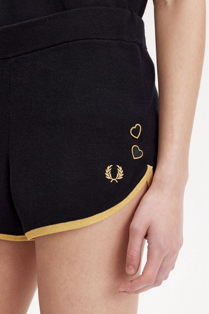 Fred Perry Knitted Women's Shorts Black | HWO-326971