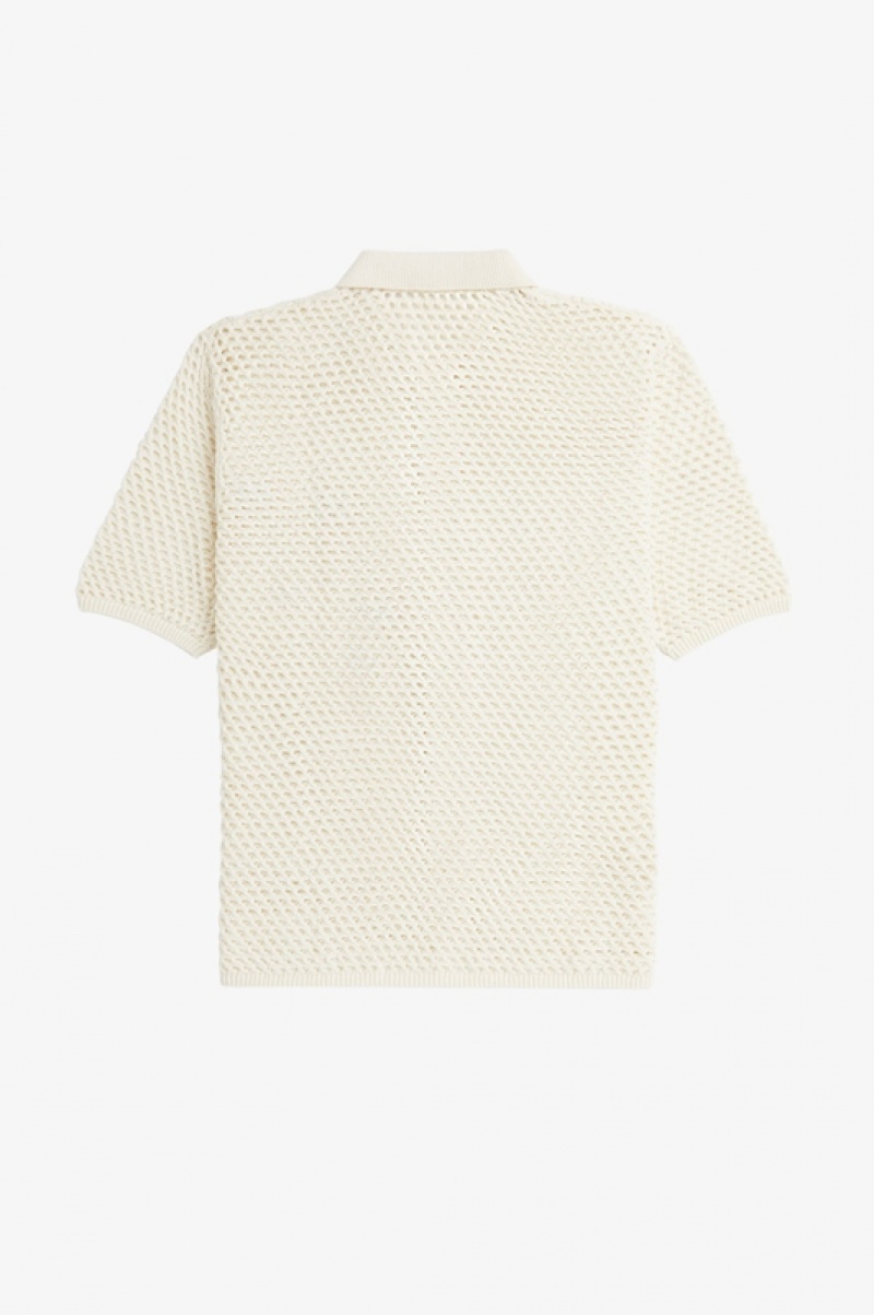 Fred Perry Lace Button Through Men's Shirts White | GNK-751380