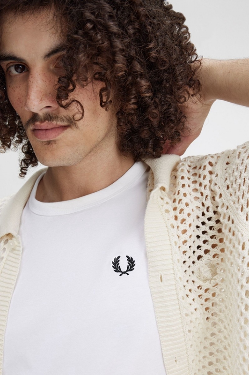 Fred Perry Lace Button Through Men's Shirts White | GNK-751380