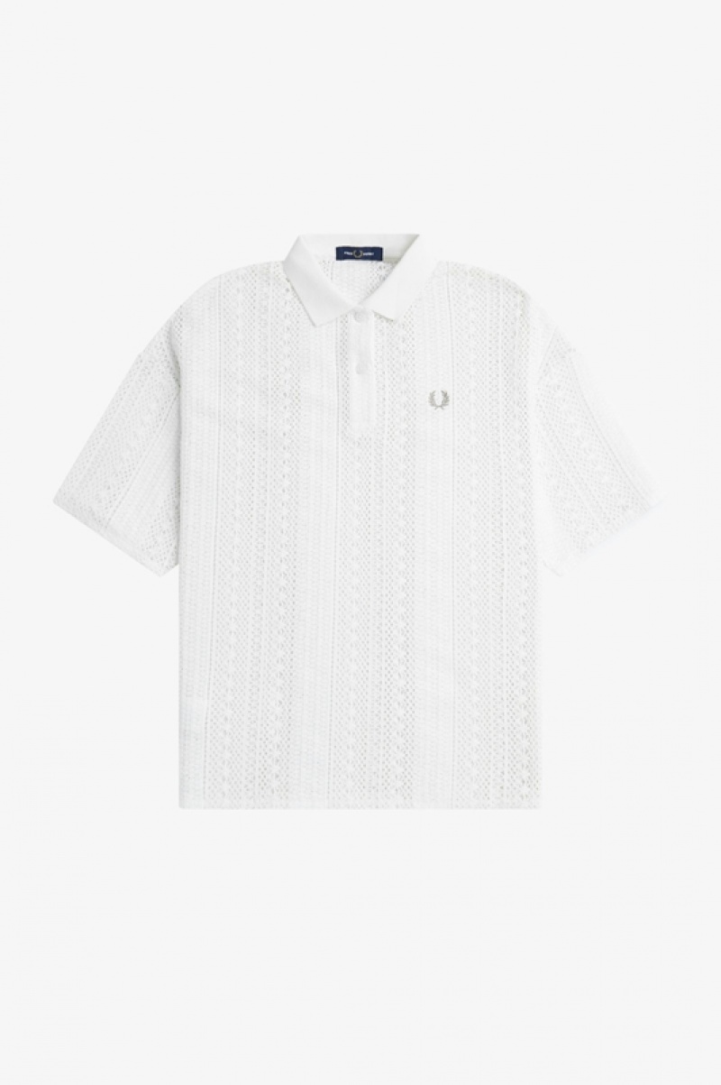 Fred Perry Lace Women's Polo Shirts White | QUV-564018