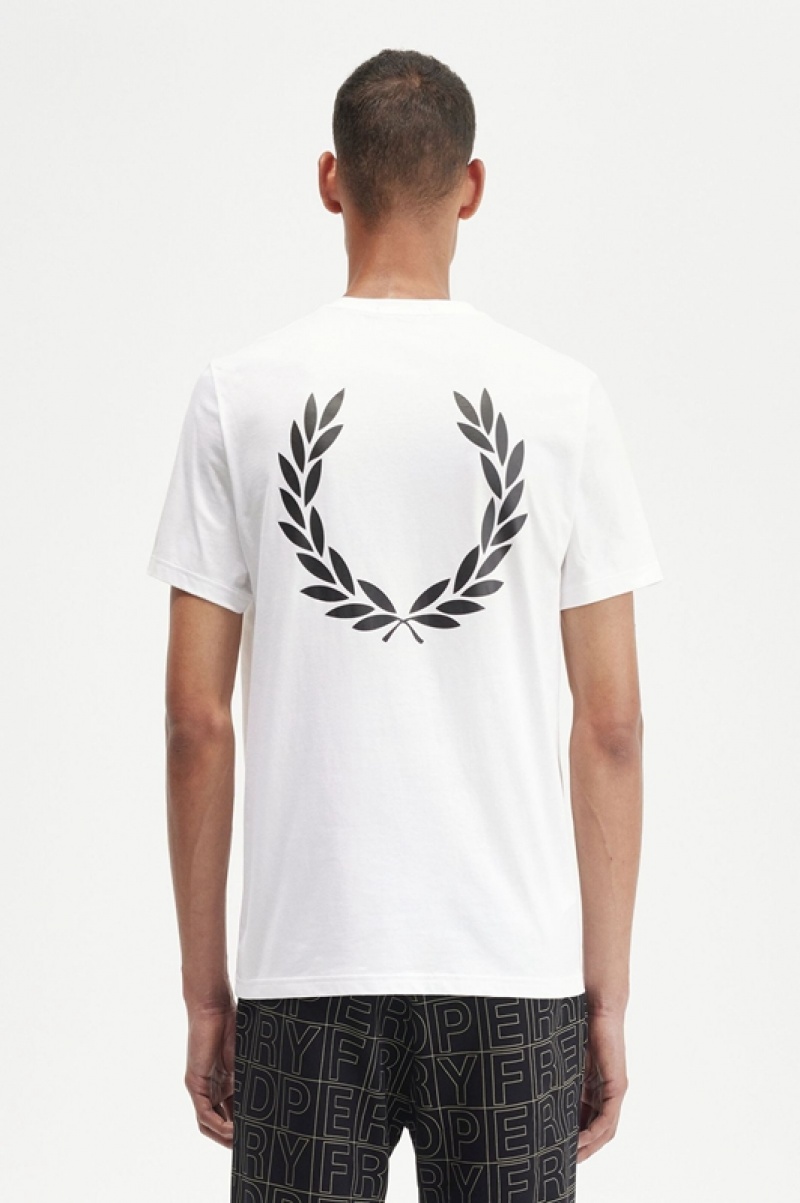 Fred Perry Laurel Wreath Graphic Men's T Shirts White | SEW-328670