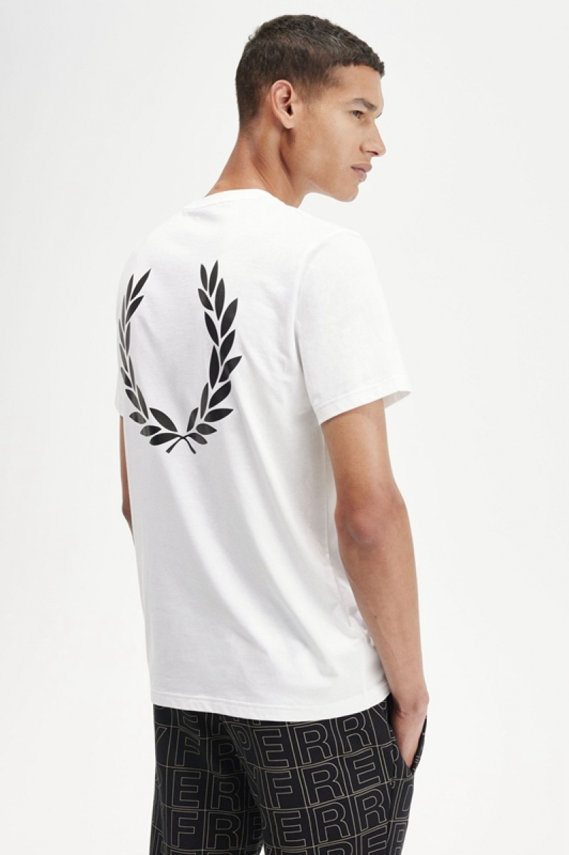 Fred Perry Laurel Wreath Graphic Men's T Shirts White | SEW-328670