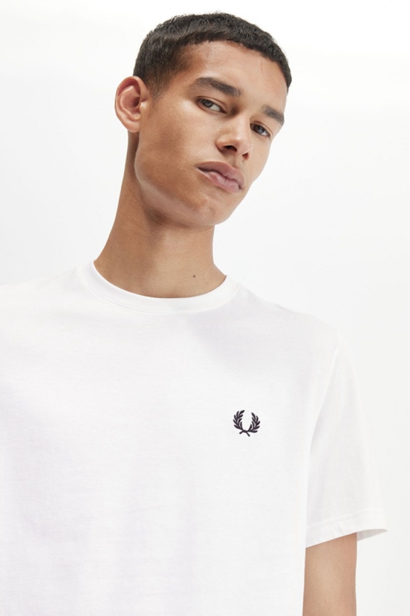 Fred Perry Laurel Wreath Graphic Men's T Shirts White | SEW-328670