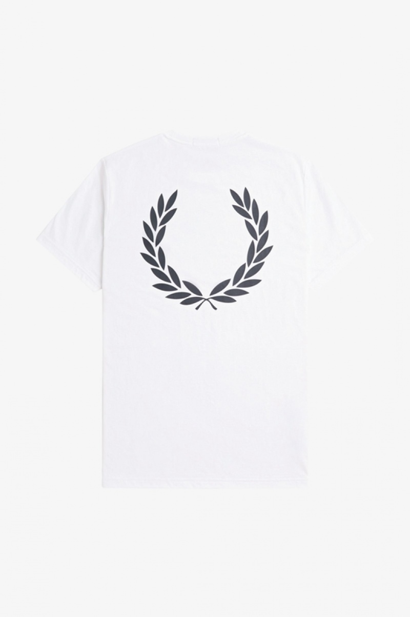 Fred Perry Laurel Wreath Graphic Men's T Shirts White | SEW-328670