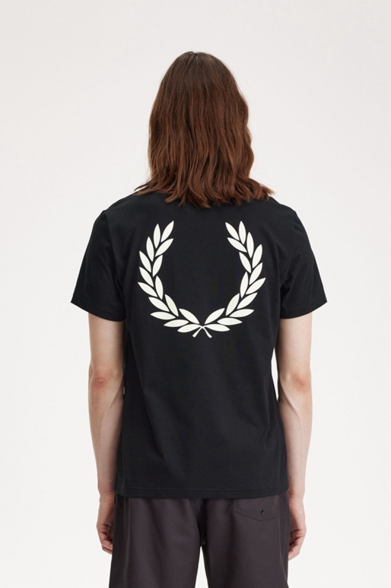 Fred Perry Laurel Wreath Graphic Men's T Shirts Black | TAN-317069