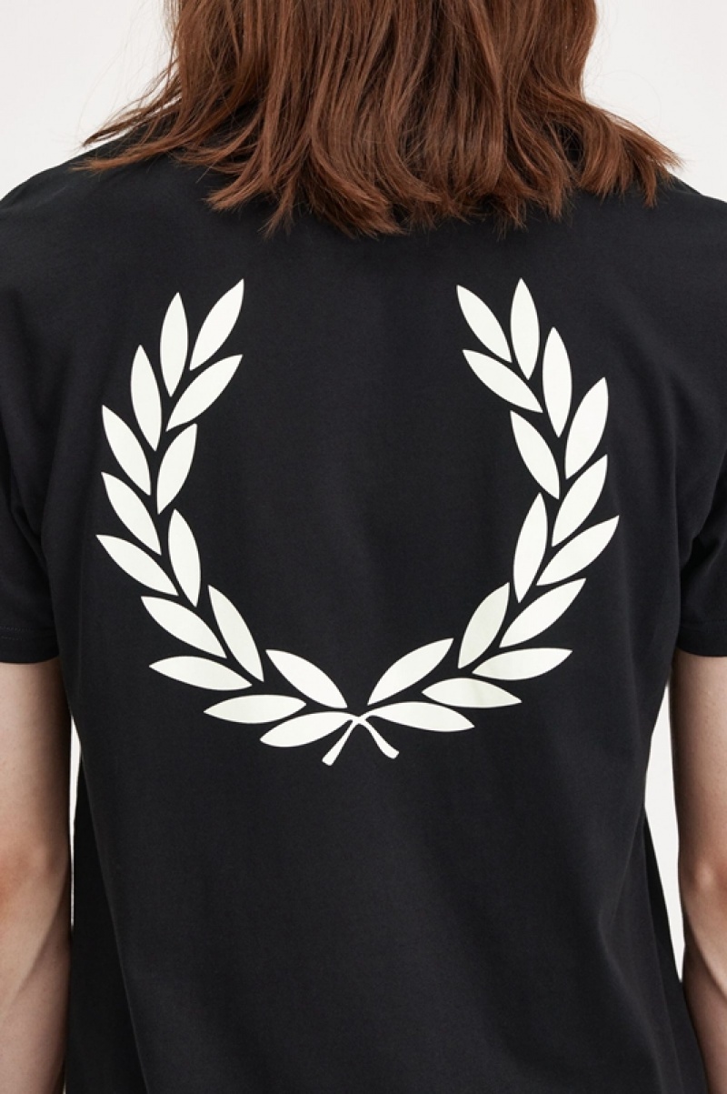 Fred Perry Laurel Wreath Graphic Men's T Shirts Black | TAN-317069