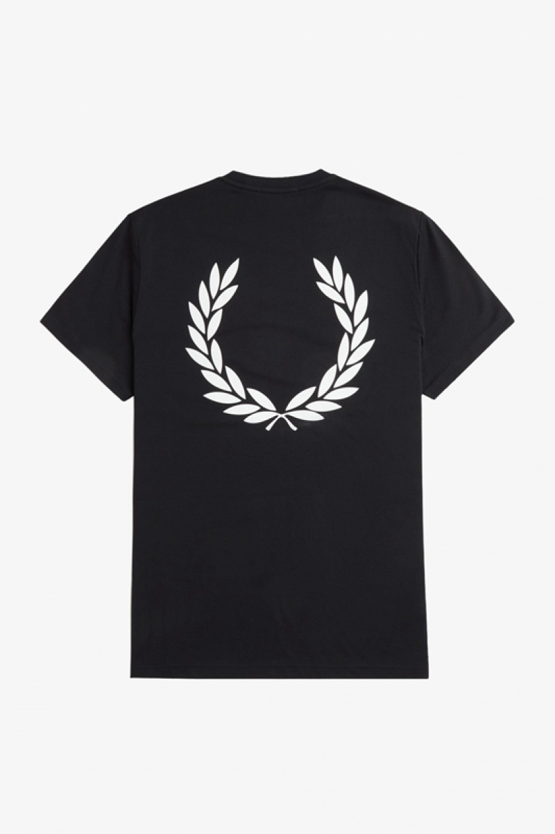 Fred Perry Laurel Wreath Graphic Men's T Shirts Black | TAN-317069