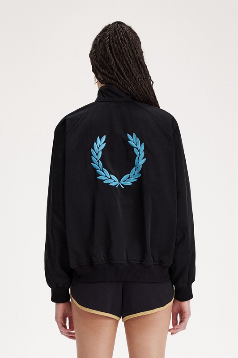 Fred Perry Laurel Wreath Zip-Through Women's Jackets Black | YVN-153780