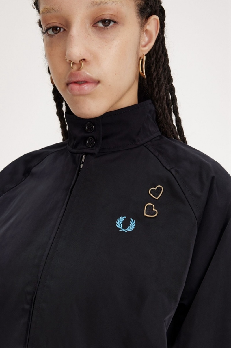 Fred Perry Laurel Wreath Zip-Through Women's Jackets Black | YVN-153780