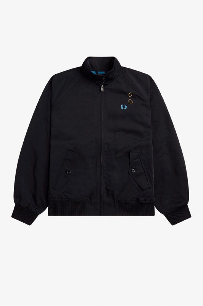 Fred Perry Laurel Wreath Zip-Through Women's Jackets Black | YVN-153780