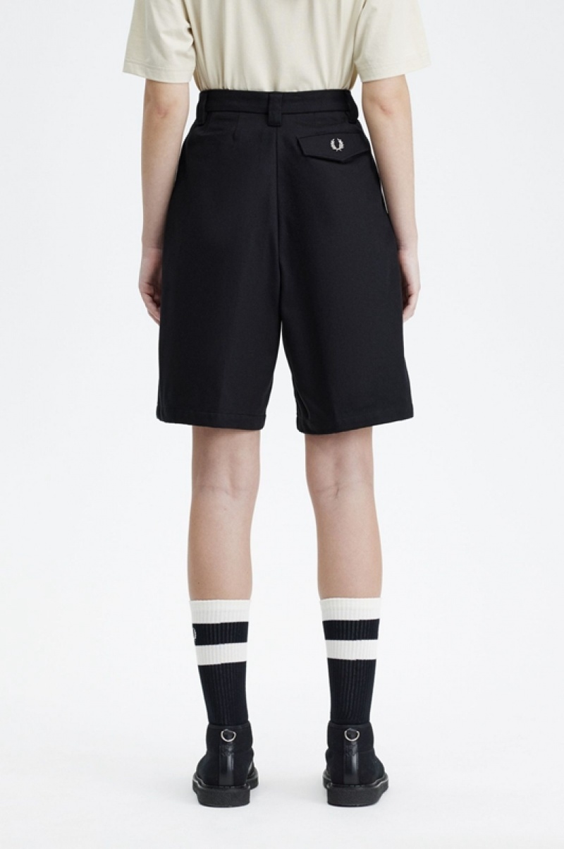 Fred Perry Longline Twill Women's Shorts Black | EAJ-089562